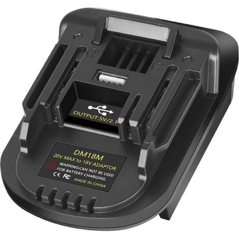 DM18M Akkuadapter für Makita 18V-Werkzeuge, für Dewalt 20V- und Milwaukee M18 18V-Akkus auf Makita 18V BL1830, BL1840, BL1850-Akkus mit USB-Ladeanschluss (1/5)