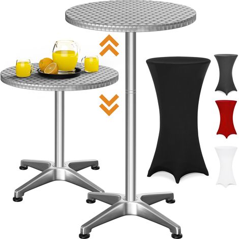 CASARIA® Table Basse Mange debout en Aluminium - Table à Manger et Meuble Cuisine - Hauteur Réglable 70-115 cm, grand Plateau 60 cm, 4 Pieds Stables, Résistante aux Intempéries, Housse Incluse Noir (1/5)