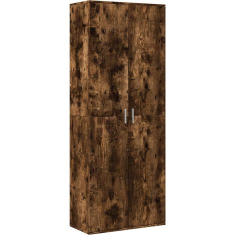 Buffet,Bahut,Meuble de Rangement haut chêne fumé 70x35x180 cm bois d'ingénierie CFW46658 (1/5)