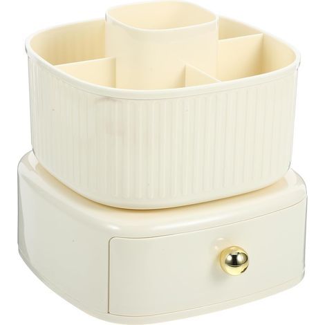 Boîte de rangement pour pinceaux de maquillage, boîte de rangement cosmétique rotative à 360° avec tiroir, support pour pinceaux de maquillage (1/5)