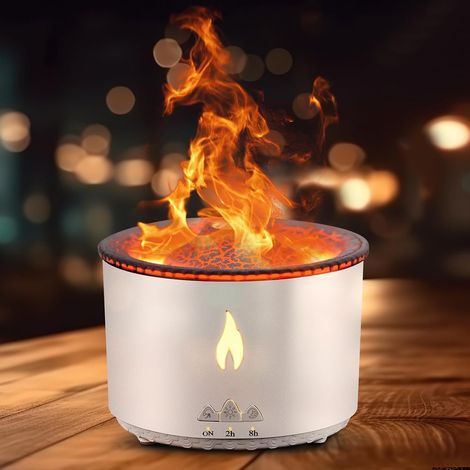 360 ml Humidificateur de volcan, mode brumisation de méduses et flammes, diffuseur d'huile essentielle de avec lumière nocturne pour la maison, le yoga, le bureau, le spa (1/5)