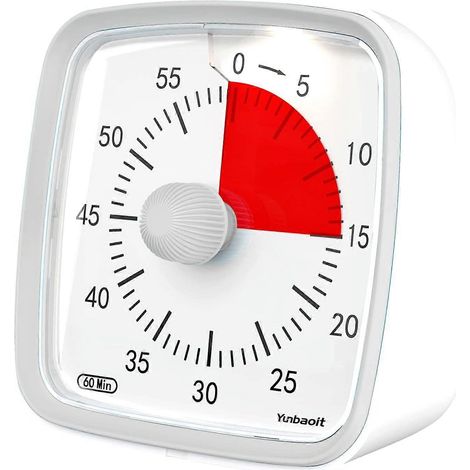 Minuteur visuel avec veilleuse, compte à rebours de 60 minutes, convient aux enfants et aux adultes, minuteur silencieux pour la salle de classe, convient à la maison, à l'école ou au lieu de travail, (1/5)