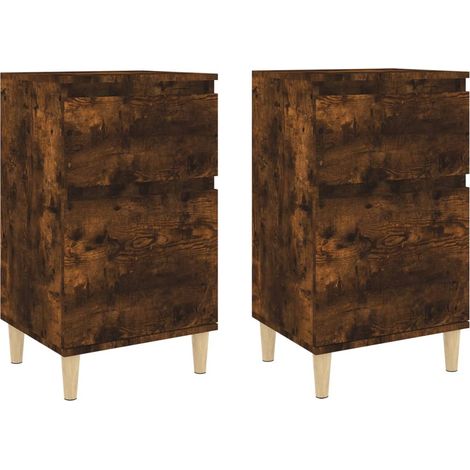Set di 2 comodini con cassetto e vano con anta 40 x 35 x 70 cm MDF marrone DEC035109
