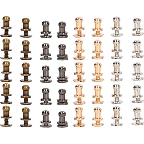 40 Stück Chicago-Schrauben 7x5 mm, Messing, glänzend, schön, robust, Lederhandwerksnieten für DIY-Gürtel und Ledertaschen (1/5)