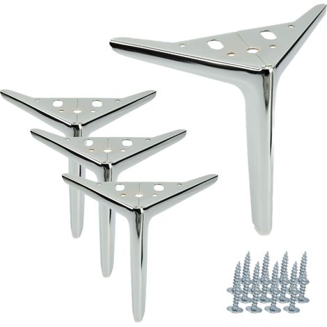 4x Pied de meuble élégant Anchor, chromé argenté, hauteur 18 cm (1/5)