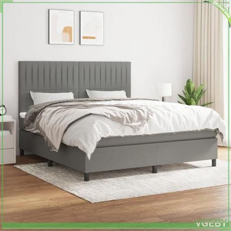Lit 2 places - 3141954 - Gris foncé - 180x200 cm - Matelas 20 cm ressorts ensachés (1/5)