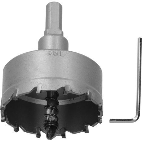 Scie cloche 60mm carbure TCT pour métal inox plaque acier, ouvre-trous lourd, foret perforateur robuste. (1/5)