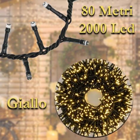 Luci di Natale 2000 LED 80m Catena Luminosa IP44 Interno Esterno Decorazioni Natalizie Giallo