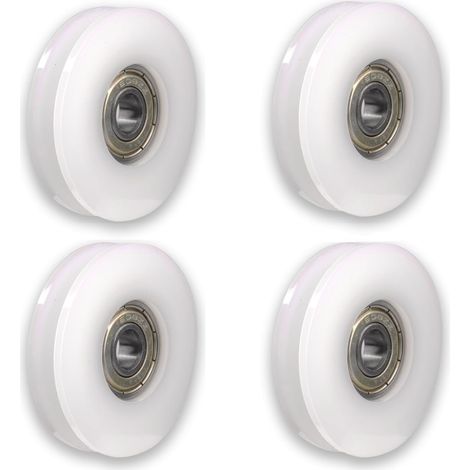 Set of 4 Nylon Castors with Grooves for Sliding Gates, Corner Bars and Drawers – Dimensions 8 x 30 x 9.7 mm (± 0.2 mm) / 8 x 1.18 x 0.38 Inches (1/5)