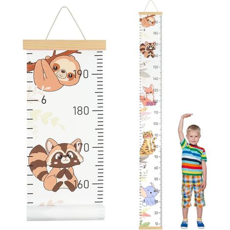 Toise Murale Enfant, Toise Bébé Murale à Suspendre Règle pour Enfants,Bébé Toise Murale à Suspendre Règle, Diagramme De Croissance De BéBé pour Suivre l'Évolution Bébé jusqu'à 15 ans(zoos) (1/5)