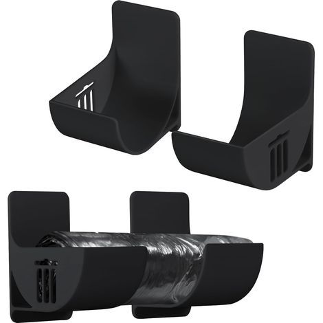 Set mit 4 kleinen 6,35 cm Müllbeutelhaltern, Müllbeutelspender aus Kunststoff, Küchenschrank-Organizer (schwarz) (1/5)