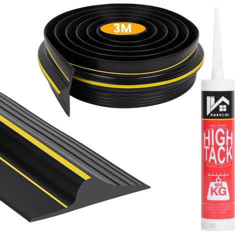 Garage Door Seal 3 m, Rubber Garage Door Seal Universal Sealing Threshold for Garage Doors, DIY, Garage Door Threshold Waterproof with 400 ml Glue (3 m x 80 mm x 14 mm) (1/5)