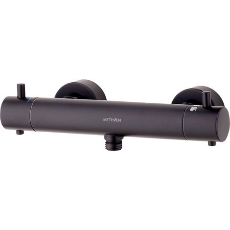 Deva Cool Touch Round Thermostatic Bar Shower Valve - Matt Black