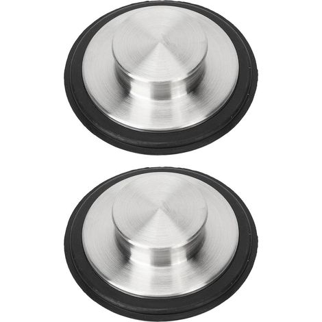 Tappo di scarico per cucina in acciaio inox - tappo per lavello con guarnizione in gomma - diametro 8 cm, confezione da 2, facile installazione, resistente, accessorio per scarico. (1/5)