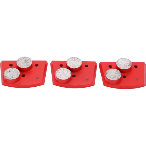 Lot 3 disques diamant rouges trapézoïdaux grain 30 à 2 dents cylindriques pour polissage béton (1/5)
