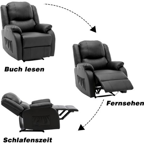 Fauteuil inclinable et méridienne XXL, siège individuel pour salon, chaise TV extensible, fauteuil relax en similicuir, méridienne manuelle avec poche latérale, canapé d'appoint confortable. (1/5)