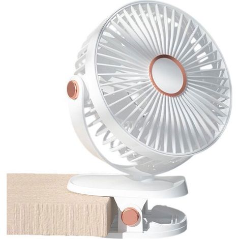 Ventilatore silenzioso a clip - Ricaricabile - 5 velocità del vento - Rotazione a 720° - Luce LED ambientale - Bianco - Compatto e portatile (1/5)