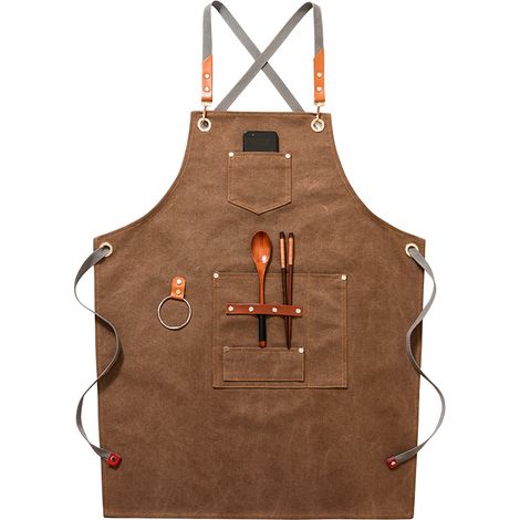 (Khaki) Hochwertige Cowboy-Schürze mit Taschen für Friseure, Maler, Gärtner und Haarstylisten für Damen und Herren