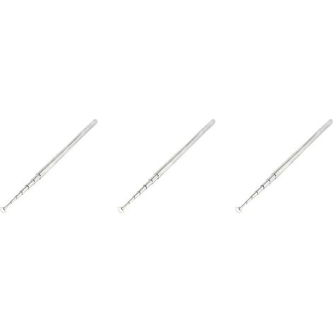 Lot de 3 argenté Tone FM Radio TV 7 Sections Telescoping Antenna Aerial 38 pouce 97cm (1/4)