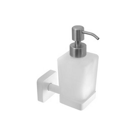 Dispenser di sapone in acciaio inox bianco opaco e vetro opaco CLODE-B kamalu