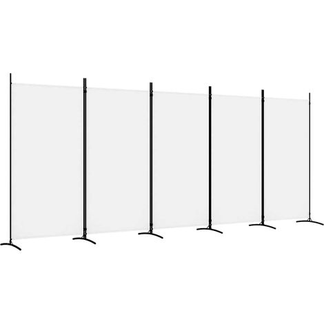 vidaXL 5-Panel Room Divider White 433x180 cm Fabric
