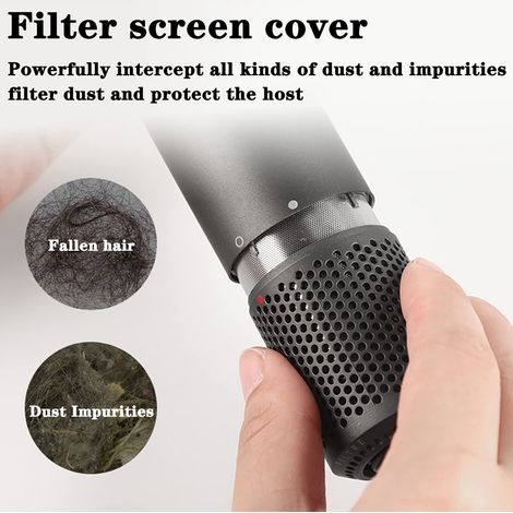 Couvercle de filtre externe anti-poussière amovible et mis à jour, compatible avec l'accessoire sèche-cheveux Dyson Supersonic HD15, HD01, HD03 et HD08 (conception à ouverture partielle). (1/4)