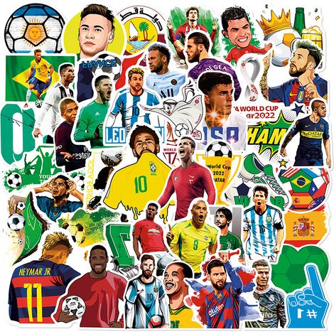 50 wasserfeste Fußball-Graffiti-Sportaufkleber für Schreibwaren, Skateboards und Tassen