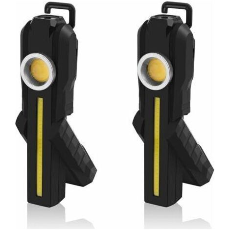 Lampe de Travail LED, Lampes de Travail COB Rechargeables avec Support Base Magnétique Crochet de Suspension 4 Modes Lampes de Poche LED Lumineuses Lampe d'Inspection pour Réparation de Voiture (1/4)