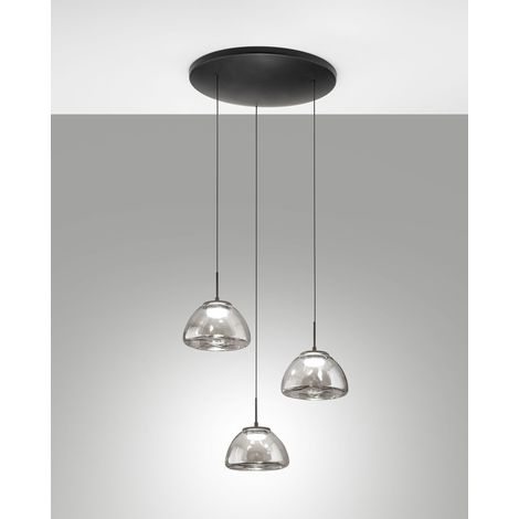 Lampada a Sospensione Lucille Ø350mm Fumé, LED 21W CCT 2700K/3000K/4000K, Dimmerabile, Struttura in Metallo e Vetro Borosilicato - Lucille