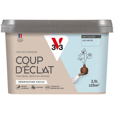 Peinture murale intérieure Coup d'Éclat® V33 Bleu matin Mat Poudré 2,5L