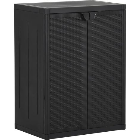 Armoire de rangement de jardin-Meuble de stockage Noir 65x45x88 cm PP Rotin 437517 (1/5)