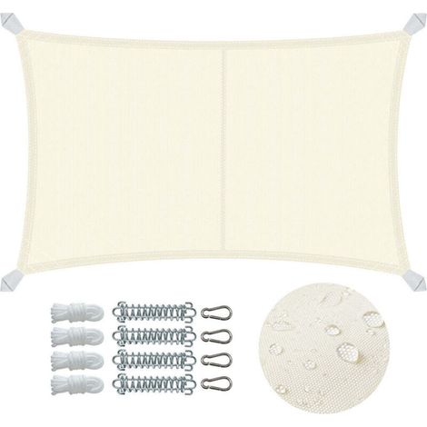 Voile d'ombrage rectangulaire imperméable 3x5m Toile en polyester 160 g/m² Protection UV jusqu'à 95 % Kit de montage inclus