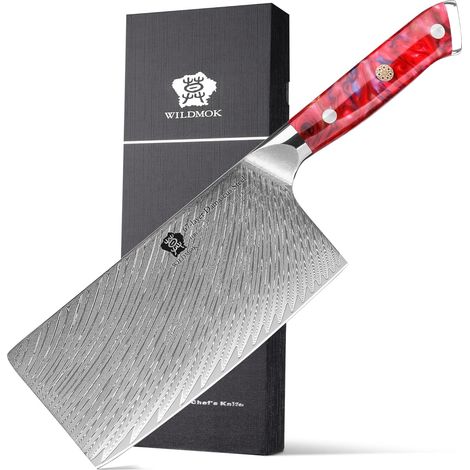 Cutting Knife 18cm Super Sharp Butcher Knife Damascus Steel Forged Blade and Resin Handle Butcher Knife Chinese Cutting Knife Sturdy and Durable (1/5)