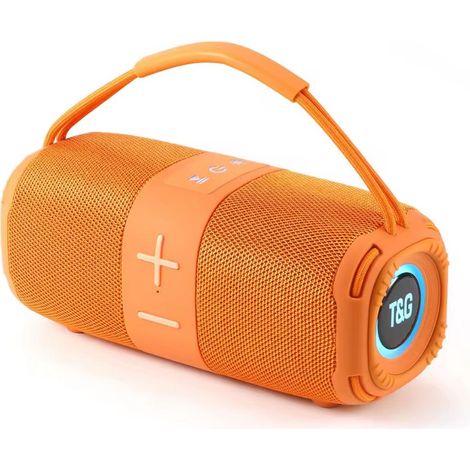 Enceinte Bluetooth portable avec lumières LED - Orange. Idéale pour les fêtes et les événements. (1/4)