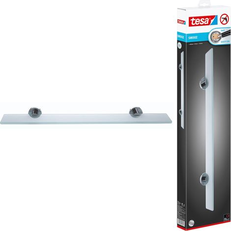 Tablette en Verre, Métal Chromé, Arrondi - Étagère de salle de bain murale - Inoxydable - Étanche (1/5)