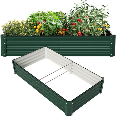 Wolketon Hochbeet Metall 160x90x30cm Gartenbeet Verzinkt Pflanzkasten für Gemüse & Kräuter, Stabiles Hochpflanzbeet Wetterfest Bodenlos mit Stützstange, Schwarz
