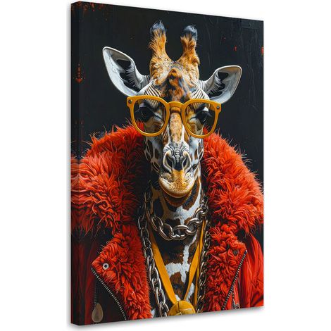Bilder Giraffe mit gelber Brille und rotem Pelzmantel 20x30 (1/5)