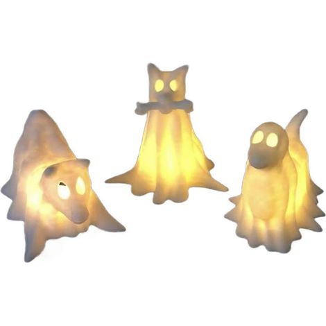 Halloween-Dekoration für drinnen, Geisterdekoration, Set mit 3 leuchtenden Geisterhunden mit LED-Lichtern – Geister-Haustier-Nachtlicht (1/5)