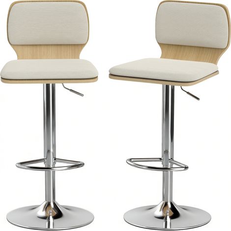 Tables Altos Cuisine Giratorios 360° Réglables Hauteur 81-102 cm Lino Beige Lot 2