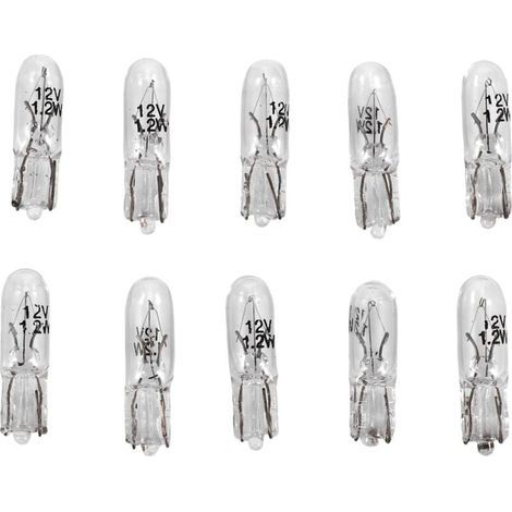 10 Ampoules T5 1.2W 12V Blanc Chaud Éclairage Tableau de Bord Voiture Lampe Halogène Wedge (1/4)