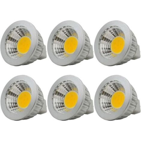 6 unités, Ampoule LED MR16/GU5.3 COB Lampe Bulb, 3W / 210lm, DC 12V, Blanc Chaud 2700K, Équivalent à Ampoule Halogène 20W, ø50x52, 90° Angle de faisceau [Classe énergétique A+] (1/5)