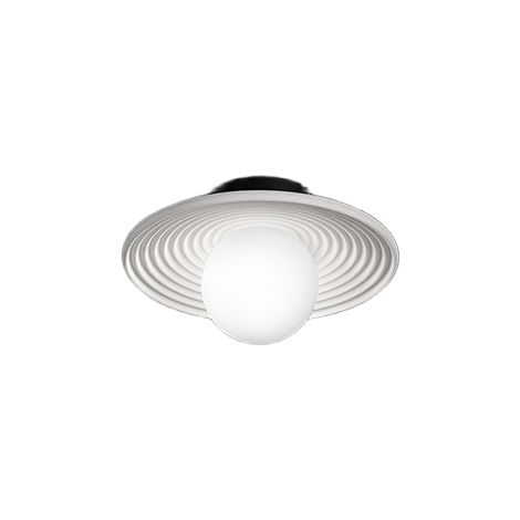 Applique En Métal Et Ciment Blanc - Applique Avec Diffuseur En Verre Soufflé - Collection 10S48416 B - Diamètre 28,5 Cm - Marque Perenz Design (1/3)