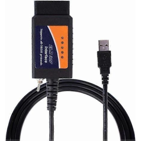 Testeur OBD2 ELM327 USB V1.5, compatible avec Ford, support MS-CAN HS-CAN, Citire coduri de eroare, Noir (1/5)