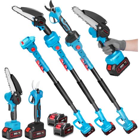 Elektrischer Hochentaster und Teleskopstangen-Kettensägensatz, 2 m verstellbare Teleskopstange + bürstenlose 6 Zoll Kettensäge + 30mm Elektro-Hochentaster, mit 2 Batterie (1/5)
