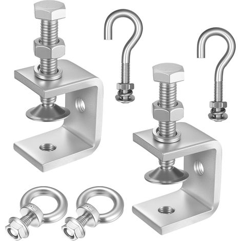 Set de serre-joints en forme de C en acier inoxydable, pinces en C métalliques ajustables, pinces tigre avec une plage de serrage de 0-25 mm, pinces robustes en G avec crochets et goujons à œil pour (1/5)