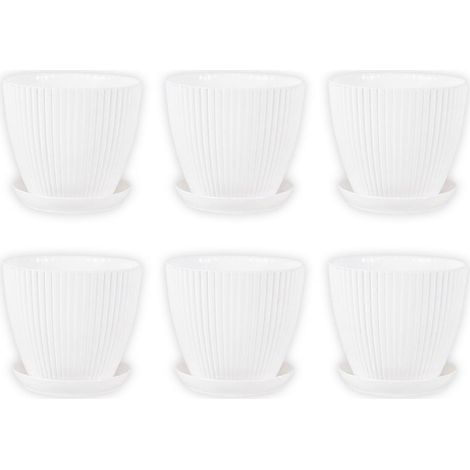 Ensemble pot et soucoupe, jardinière avec trous de drainage, pour plantes grasses, orchidées, herbes aromatiques (1/4)