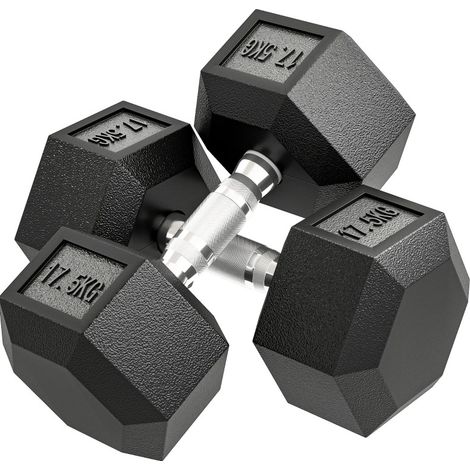 Manubri in metallo 35 kg neri con impugnatura antiscivolo e design esagonale (1/4)