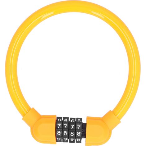 Cadenas à vélo à câble haute sécurité 4 chiffres, antivol pour cyclisme extérieur orange (1/5)
