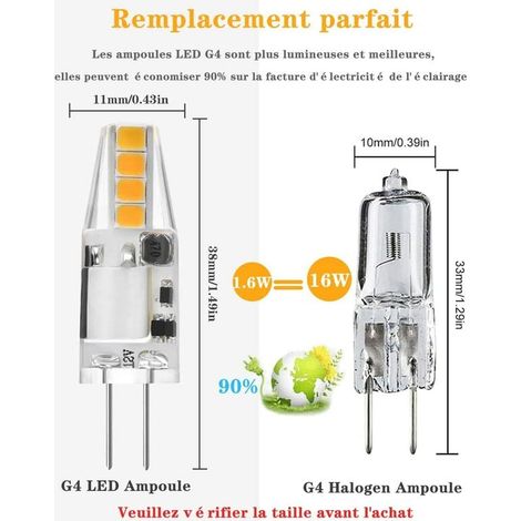 Bombilla LED G4, blanco cálido, 3000 K, Betterlife CA/CC, 12 V, 160 lm, 1,6 W (equivalente a bombillas halógenas G4), 15-20 W, bombillas G4 no regulables, tipo de base de dos pines, sin parpadeo, para (1/4)