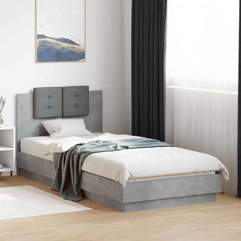 vidaXL Estructura de cama con cabecero Gris Hormigón 80 x 200 cm (1/5)